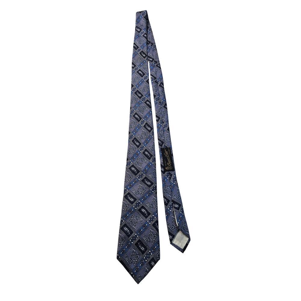 Christian Dior Gravate Executive Business navy Blue 100% Silk Neck Tie paisley